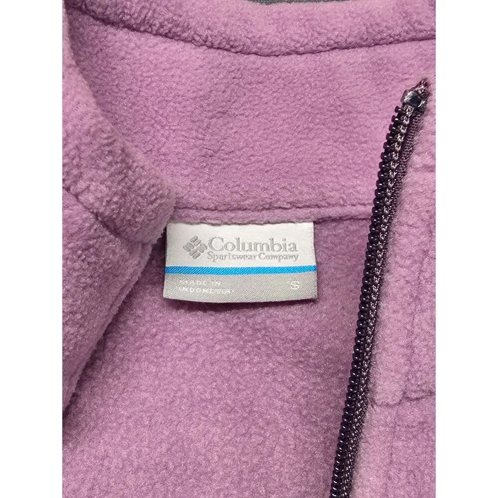 Columbia Fleece Jacket Girls S (7/8) Purple Hooded Full Zip Lightweight Zipper